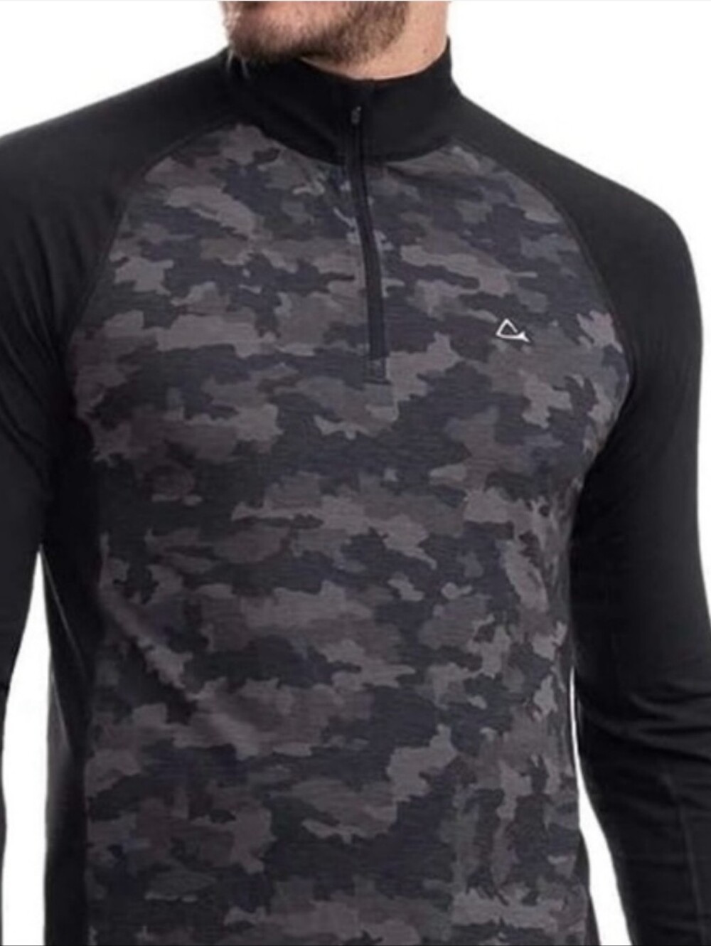 Paradox Men's Top Merino Blend Base Layer Grey Camo Size Medium 1/4 Zip NEW